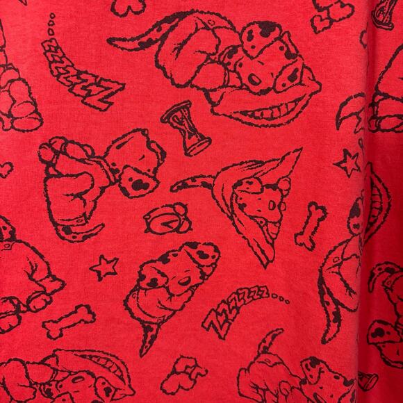 Zoo Crew 80s Red Puppy Dogs Long Night Shirt Cotton Stars Hearts Short Sleeve - Picture 5 of 9